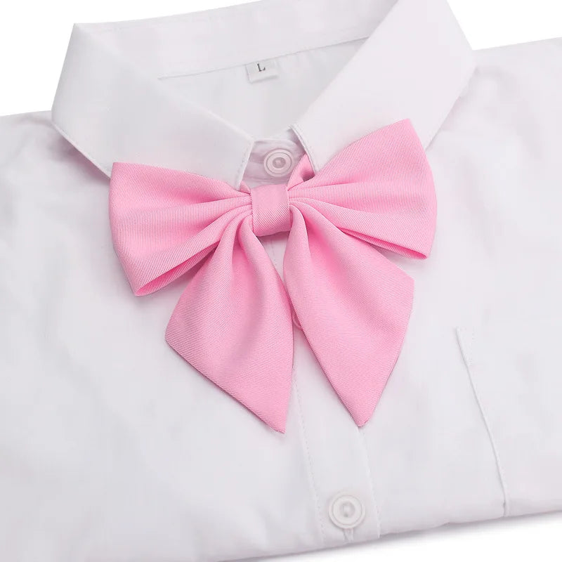 White shirt with a pink butterfly ribbon tie set