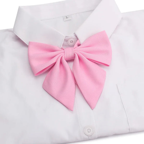 White shirt with a pink butterfly ribbon tie set