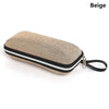 Beige anti-blue light metal eyewear with black trim and strap