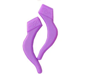 Purple silicone ear hooks designed for sports and active use