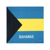 Quadratisches Stoffmuster mit der Flagge der Bahamas: blauer Grund und gelbe Streifen.