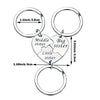 Silver keychain set featuring a puzzle heart design with labels for middle, big, and little sister