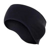 Schwarze dicke Fleece-Windschutz-Ohrhaube von der Seite