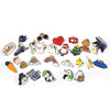 A collection of 50 cute random fashion pins and badges featuring various animal and themed designs.