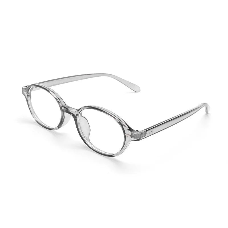 Clear round anti-blue light computer glasses with thin metal frames