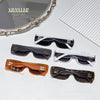 A collection of polarized fashion sunglasses in black, white, and brown patterns displayed on a white surface.