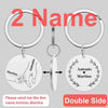 Two stainless steel keychains featuring names Antonio and Martina, designed for a double side