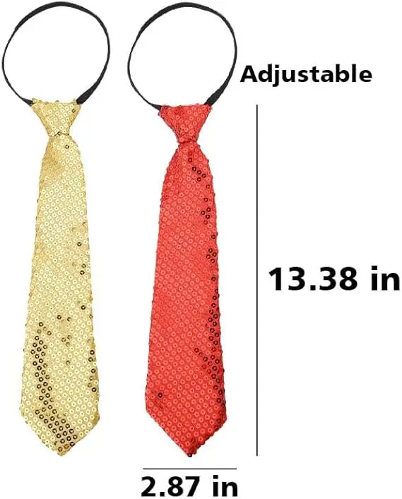 Adjustable sequin tie in gold and red for parties and events