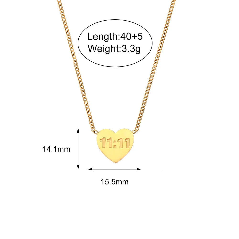 A gold plated rectangle pendant necklace with the number 1111 charm and a 40+5 inch chain.