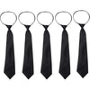 A set of six black clip-on security ties displayed against a white background.