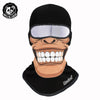 Black full face balaclava helmet liner featuring a monkey face design for motorcycling and cycling