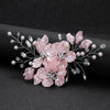 Pince à cheveux florale en perles de cristal tissée à la main, avec des éléments floraux roses pour le mariage