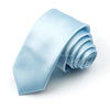 Light blue satin neck tie folded and displayed on a white background.