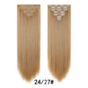 A pair of straight, light blonde hair extensions shown side by side with clip-in attachments.