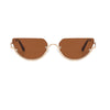 Lunettes de soleil pour chat brun avec monture et branches en métal doré