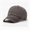 A dark gray washed cotton snapback cap shown from above.