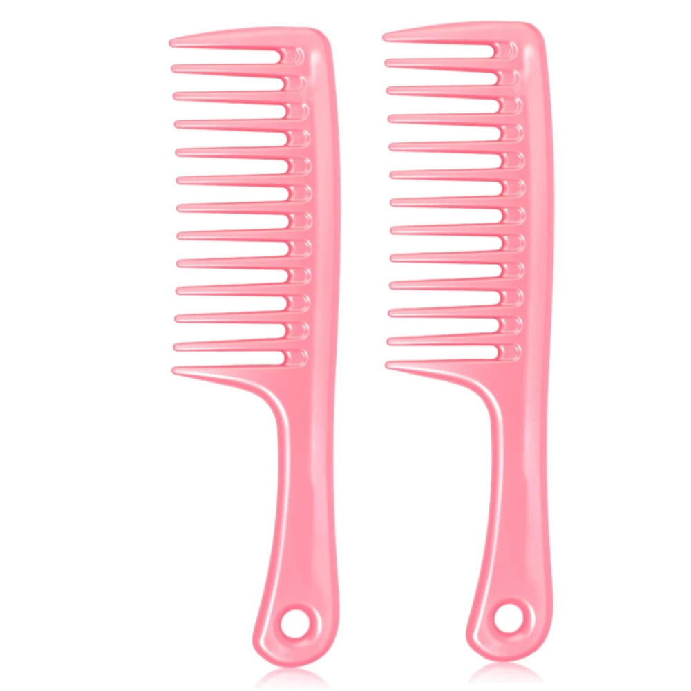 A pair of pink 4-in-1 wide tooth detangling hair comb sets shown side by side.