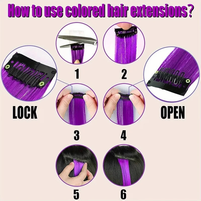 Guía de seis pasos para usar extensiones de cabello teñido, incluyendo métodos de trenza y abierta.