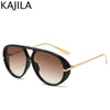 Gafas de piloto vintage negras oversize con detalles dorados