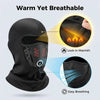 Black balaclava face mask showing features like warmth and breathability.