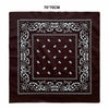 Dark brown square fabric featuring white paisley embroidery and decorative borders.