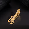 Goldfarbener Titan-Klammer, geformt wie eine Gitarre, zur Sicherung musikalischer Instrumente.