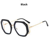 Black anti-blue light eyeglasses frame with gold accents