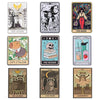 A set of nine tarot card enamel pins featuring The Lovers, The Witch, The ADHD, Copy-italism, The Reader, The Moon, and Judgm