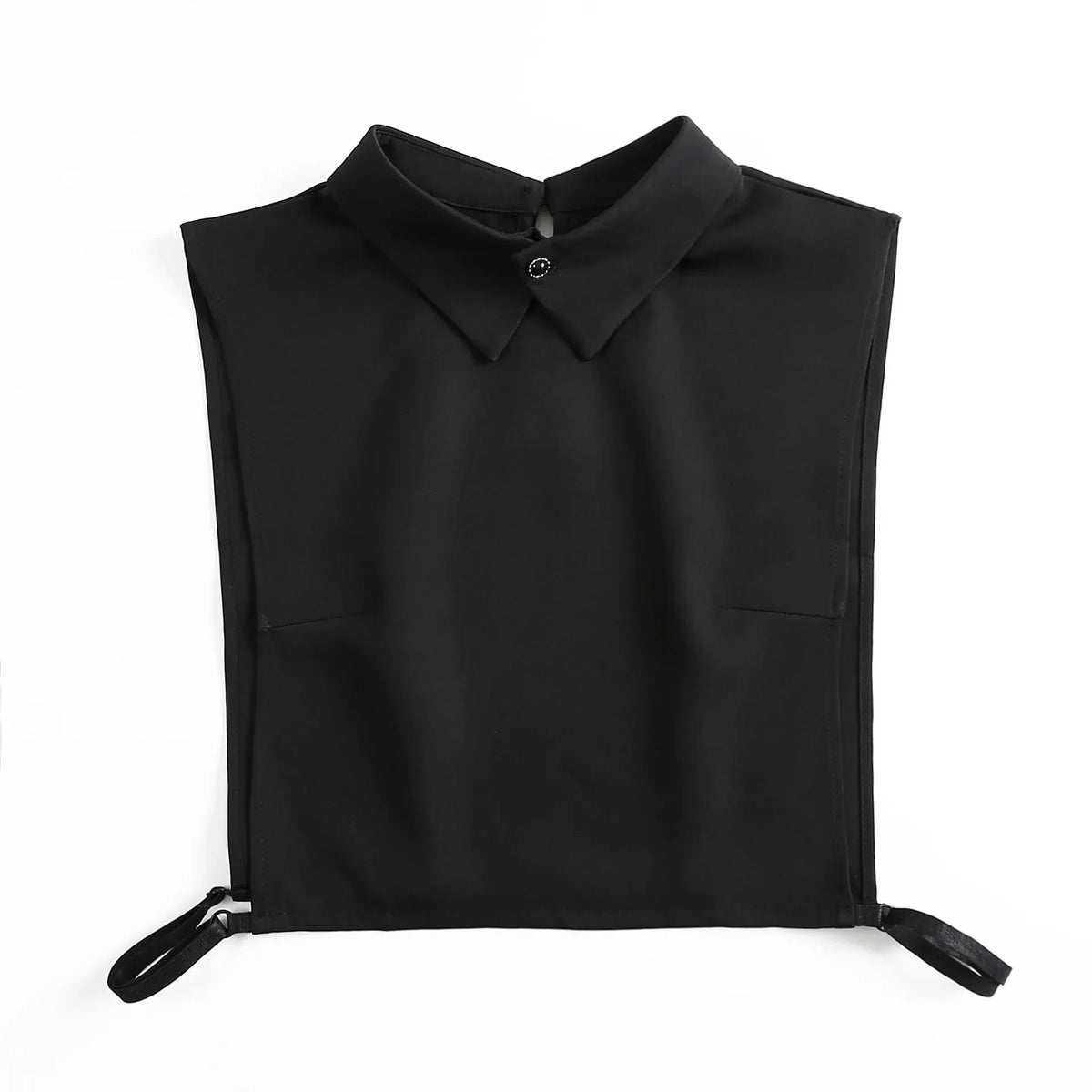 Black fashionable blouse with a false collar neckline