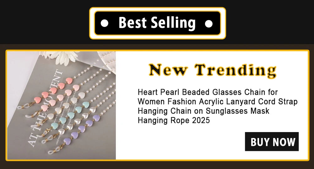 Heart pearl beaded glasses chain for women fashion acrylic lanyard cord strap hanging chain on sunglasses mask