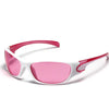 Pinke und weiße Vintage Y2K Punk-Stil-Sonnenbrille mit rosa Rahmen