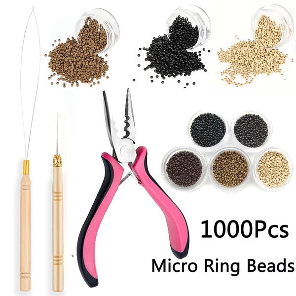 A set of 1000 micro ring beads and a pair of tweezers for crafting.
