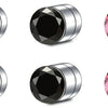 A set of magnetic nose stud earrings in stainless steel with cubic zirconia stones, shown in rose gold and pink colors.