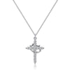 A silver stainless steel rotatable cross pendant necklace with a delicate chain.