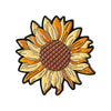 A detailed enamel flower brooch featuring a vibrant orange and yellow sunflower design.
