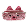 Pink handmade crochet animal eyeglasses storage case with pink ears