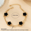 Gold five-leaf clover anklet featuring two layers of beads for summer jewelry