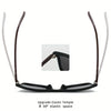 A pair of black classic square sunglasses with a flexible elastic temple design shown in a close-up view.