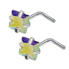 Pendientes L en acero inoxidable con diseño de estrella y acentos de gema morada y amarilla