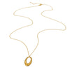 Delikatesse goldfarbene geometrische Bogenkette mit dünner Kette und kreisendem Anhänger.