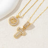 Gold-toned necklace set featuring CZ crystal pendants shaped like the letters A and Z.