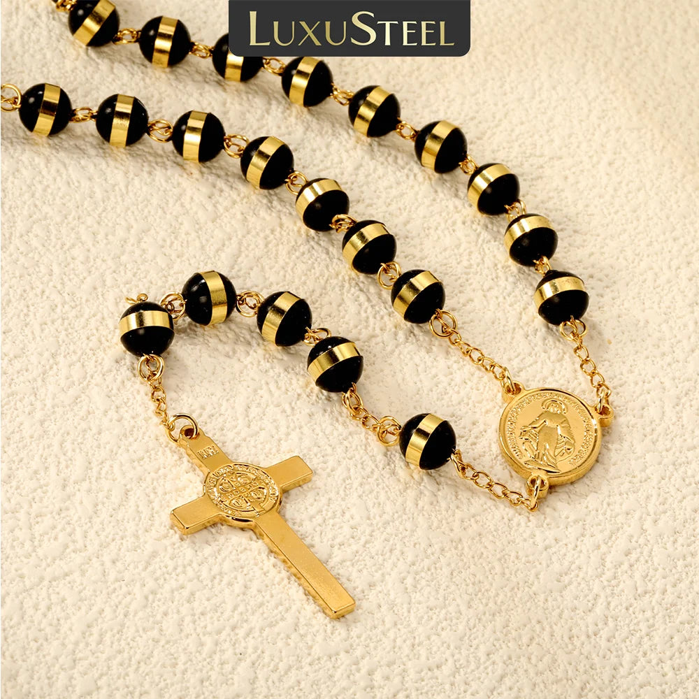 Stainless Steel Virgin Mary Cross Necklace with Extender Chain