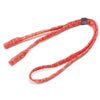 A red braided lanyard necklace for adjustable eyewear.