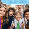 Adjustable kids necktie for ceremony featuring a sequin tie worn by children outdoors