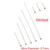A set of flat head wire ball pins with a 0.7mm diameter shown in various angles.