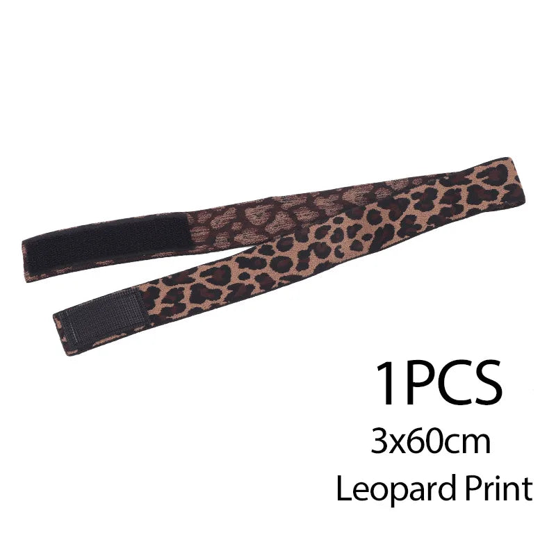 A black and brown leopard print lace wig edge band measuring 60cm.