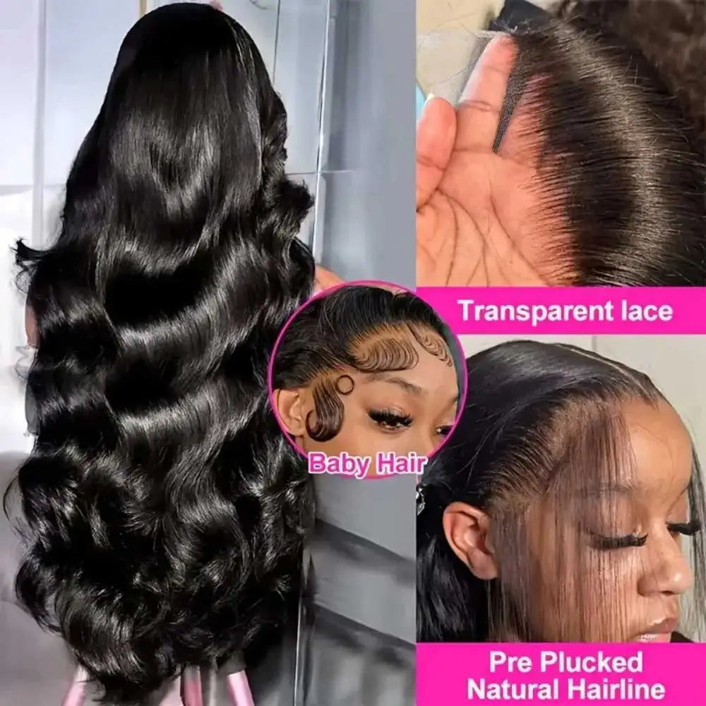 Close-up of a black hair extension showing transparent lace and pre plucked natural hairline