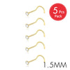 Five pairs of gold-finish crystal nostril studs in 1.5mm size packaged as a five piece pack