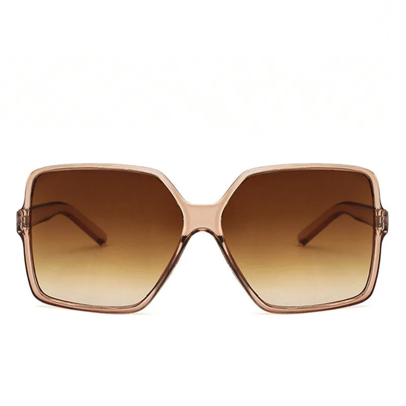 Fashion oversized gradient sunglasses in a rose gold frame with brown tinted lenses