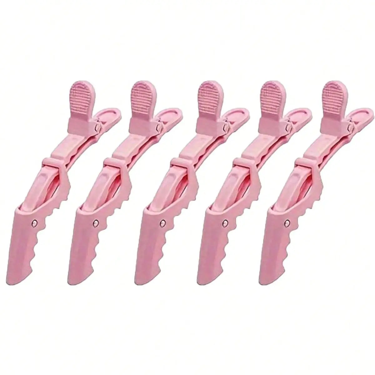 A set of pink professional multifunctional hair sectioning clips.